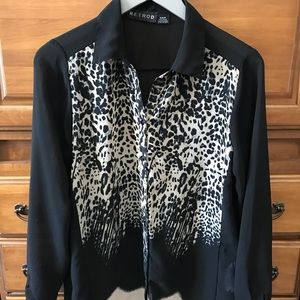 Retro D animal print see -thru  sexy shirt size M
